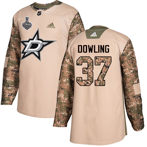 Adidas Men Dallas Stars 37 Justin Dowling Camo Authentic 2017 Veterans Day 2020 Stanley Cup Final Stitched NHL Jersey